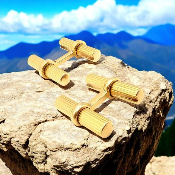 Vintage! Authentic Van Cleef & Arpels 18k Yellow Gold Bar Cufflinks - Picture 2 of 12
